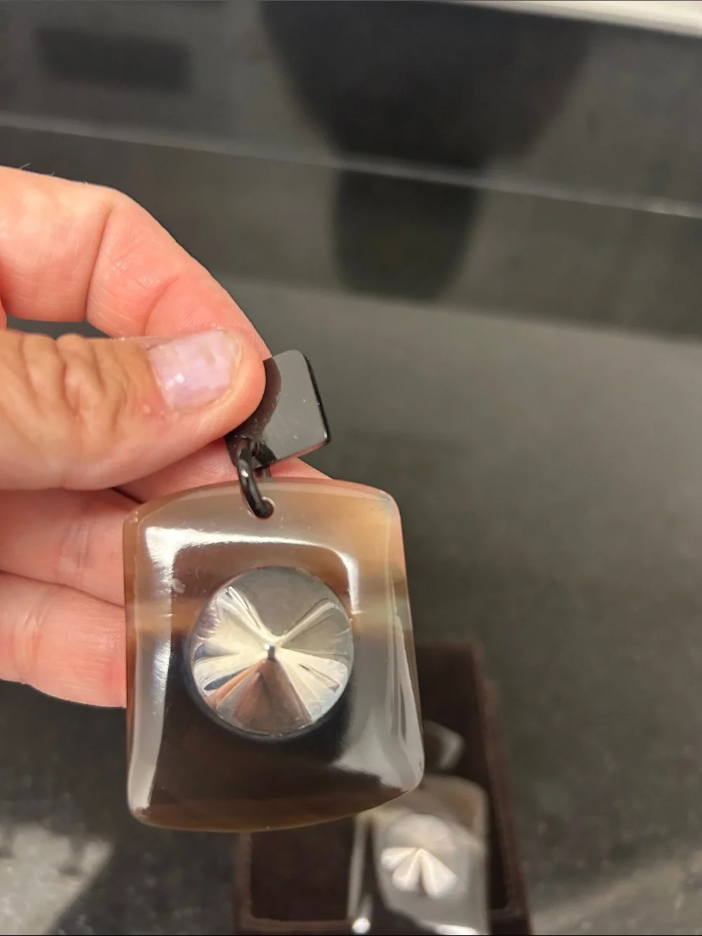 HERMES HORN AND STERLING SILVER EARRINGS! 100% AUTHENTIC